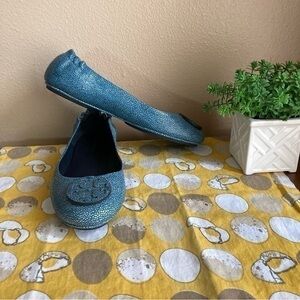 Tory Burch Minnie travel Razza print flats size 8M